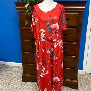 NWT Pink Daisy red floral dress.  Size 2X